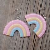 Large chunky 3 bar rainbow earrings