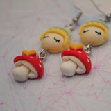 Meditating Mushroom Girl earrings