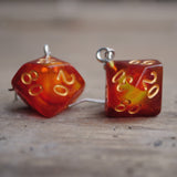 Amber Galaxy RPG dice earrings