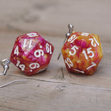 Rasberry Mango Swirl swirl RPG dice earrings