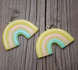 Large chunky 3 bar rainbow earrings