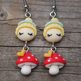 Meditating Mushroom Girl earrings