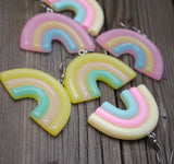 Large chunky 3 bar rainbow earrings