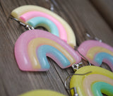 Large chunky 3 bar rainbow earrings