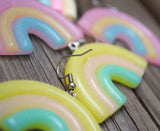 Large chunky 3 bar rainbow earrings