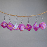 Pink Galaxy RPG dice earrings