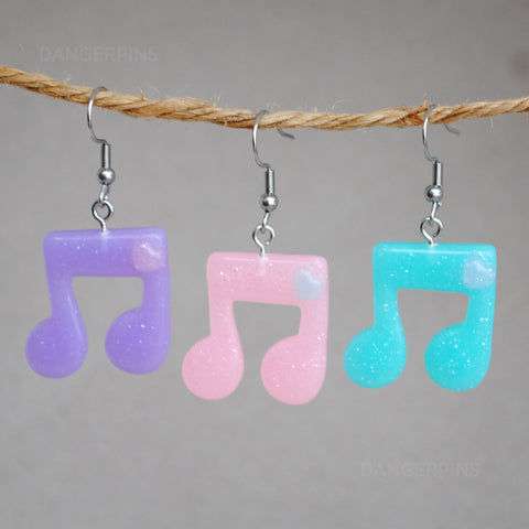 Sparkle music notes earrings