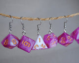 Pink Galaxy RPG dice earrings