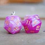 Pink Galaxy RPG dice earrings