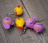 Happy bright  Puffer fish earrings