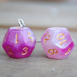 Pink Galaxy RPG dice earrings