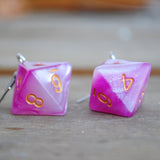 Pink Galaxy RPG dice earrings