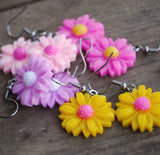 Glitter Daisies flowers earrings