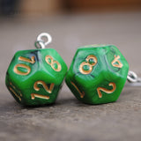 Poison Apple Swirl swirl RPG dice earrings