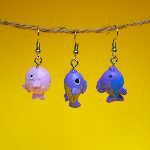 Happy Purple fish earrings