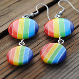 Double Rainbows disc stripes earrings