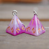 Pink Galaxy RPG dice earrings