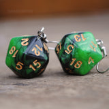 Poison Apple Swirl swirl RPG dice earrings