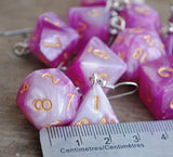 Pink Galaxy RPG dice earrings