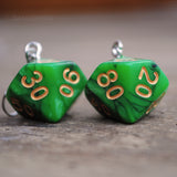 Poison Apple Swirl swirl RPG dice earrings