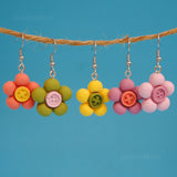 Button bloom flowers earrings