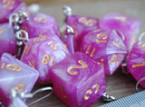 Pink Galaxy RPG dice earrings