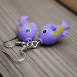 Happy Purple fish earrings