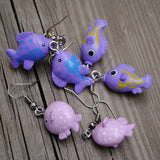 Happy Purple fish earrings