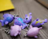 Happy Purple fish earrings