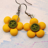 Button bloom flowers earrings