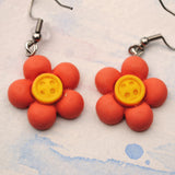 Button bloom flowers earrings