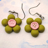 Button bloom flowers earrings