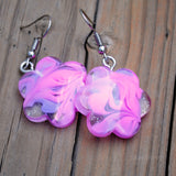 Psychedelic candy swirl flowers earrings