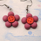 Button bloom flowers earrings