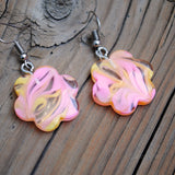 Psychedelic candy swirl flowers earrings