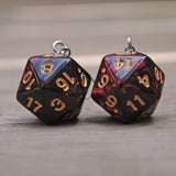 20 Sided single color pearl swirl RPG dice earrings  - 20mm