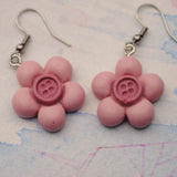 Button bloom flowers earrings