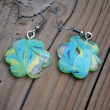 Psychedelic candy swirl flowers earrings