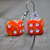 Small Pearl marble swirl dice earrings