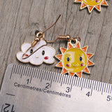 2 pairs of happy sun & clouds enamel earrings