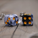 Small Pearl marble swirl dice earrings