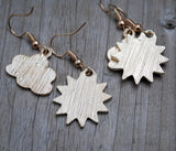 2 pairs of happy sun & clouds enamel earrings