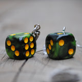 Small Pearl marble swirl dice earrings