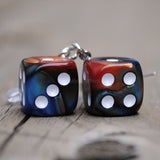 Small Pearl marble swirl dice earrings