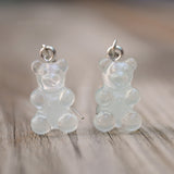 Small Clear Pastel Gummy bear earrings