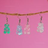 Small Clear Pastel Gummy bear earrings