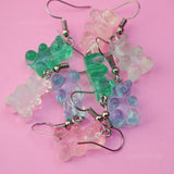 Small Clear Pastel Gummy bear earrings