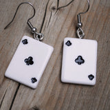 Aces playing card corner ring earrings