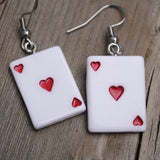 Aces playing card corner ring earrings