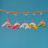 Small happy rainbow clouds earrings